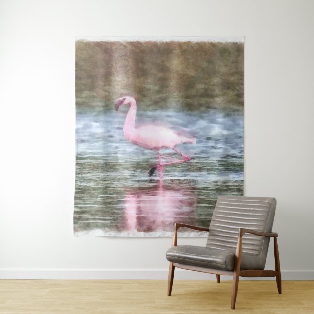 Tapiz Watercolor de menos flamenco (In situ)