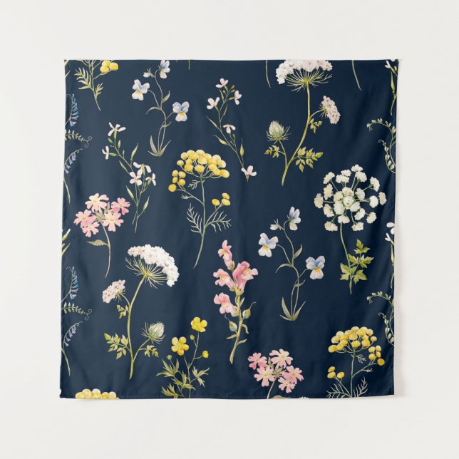 Tapiz Watercolor floral pattern, delicate flower hand dr (Anverso)
