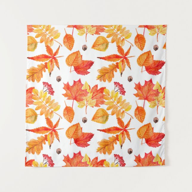 Tapiz Watercolor leaves seamless pattern (Anverso)
