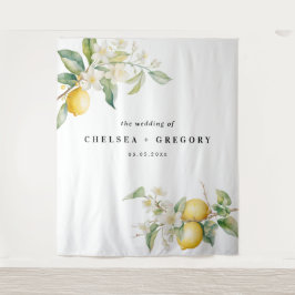 Tapiz Watercolor Lemon Floral Wedding Backdrop