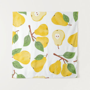 Tapiz Watercolor Pears Vintage Fruit Pattern
