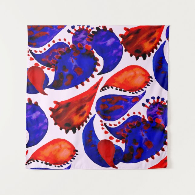 Tapiz Watercolor seamless pattern with paisley. Abstract (Anverso)