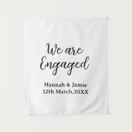 Tapiz We are Engaged couple name date calligraphystylish