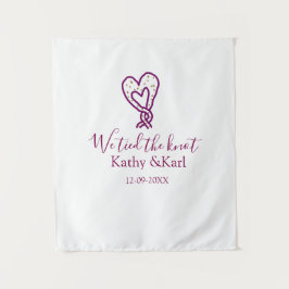 Tapiz We tied the knot pink heart knots name date romant