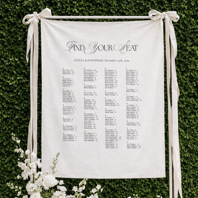 Tapiz Wedding Seating Chart Alphabetical Fabric (Subido por el creador)