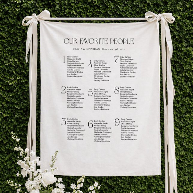 Tapiz Wedding Seating Chart Fabric 9 Tables Fabric (Subido por el creador)