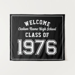 Tapiz Welcome Class of 1976, Black Reunion Party Decor
