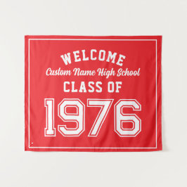 Tapiz Welcome Class of 1976, Red Reunion Party Decor