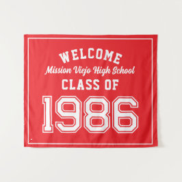 Tapiz Welcome Class of 1986, Red Reunion Party Decor Tap
