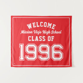Tapiz Welcome Class of 1996, Red Reunion Party Decor Tap