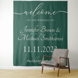 Tapiz Welcome to the wedding Christmas Green