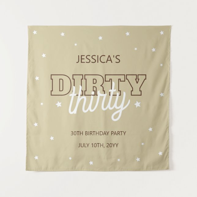 Tapiz Western Beige  Dirty Thirty 30th Birthday Backdrop (Anverso)