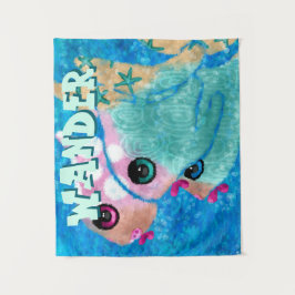 Tapiz Whimsical Abstract Fish Trio Blue Personalized