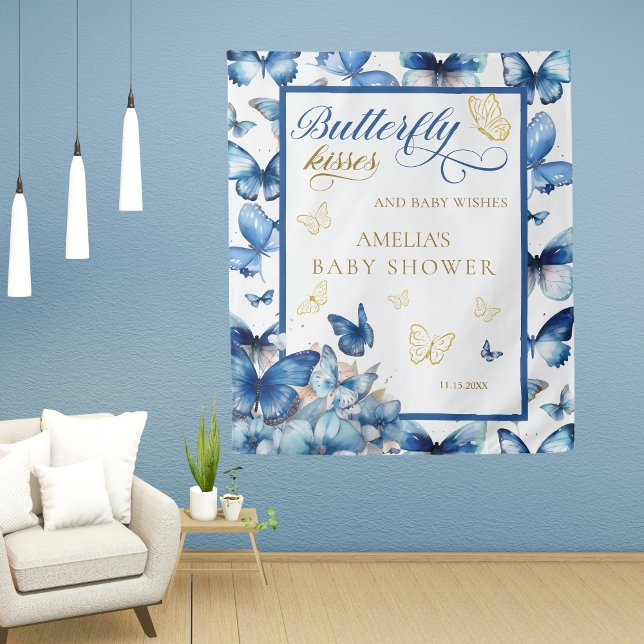 Tapiz Whimsical Blue Butterfly besa a Fiesta de Baby Sho (Subido por el creador)