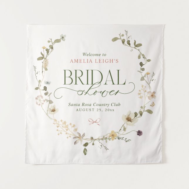 Tapiz Whimsical Fairytale Garden & Bows Bridal Shower (Anverso)