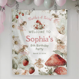 Tapiz whimsical flutter and twirl fairies birthday sign