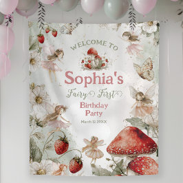 Tapiz whimsical garden fairy first birthday welcome sign