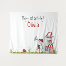Tapiz Whimsical LadyBug Swing Garden House 1er cumpleaño