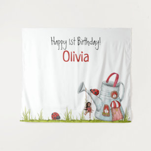 Tapiz Whimsical LadyBug Swing Garden House 1er cumpleaño