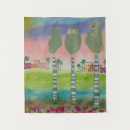 Tapiz Whimsical Tropical Landscape 