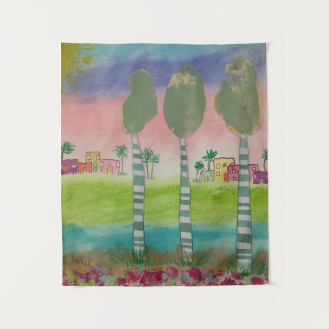 Tapiz Whimsical Tropical Landscape  (Anverso)