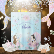 Whimsical Watercolor Mermaids Fiesta de cumpleaños