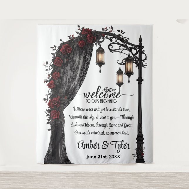 Tapiz Whispers of Forever Romantic Welcome Backdrop (Anverso)