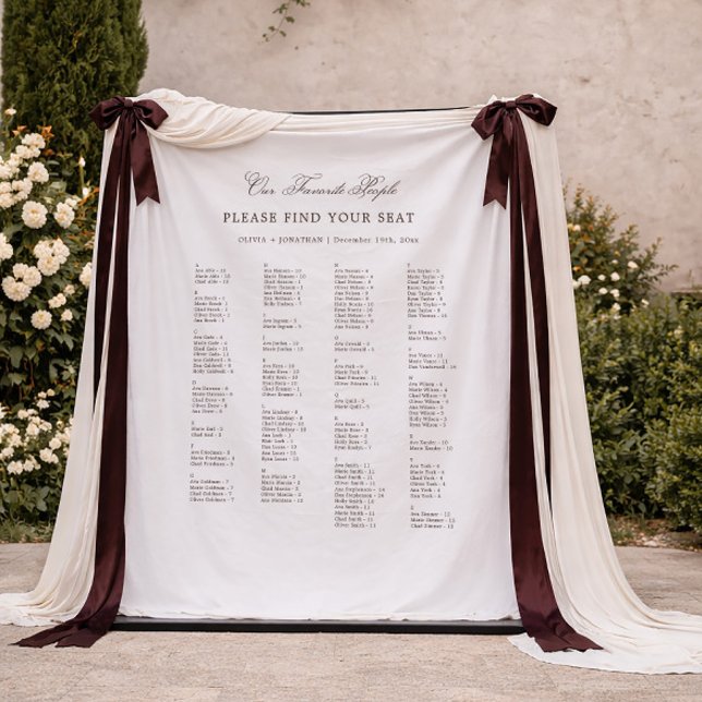 Tapiz White and Brown Wedding Seating Chart Fabric (Subido por el creador)