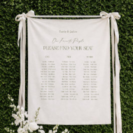 Tapiz White and Green Wedding Seating Chart Fabric