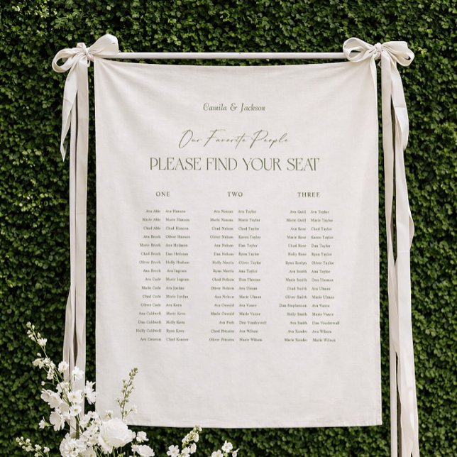 Tapiz White and Green Wedding Seating Chart Fabric (Subido por el creador)