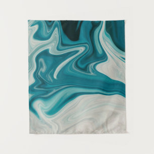 Tapiz White and teal abstract painting