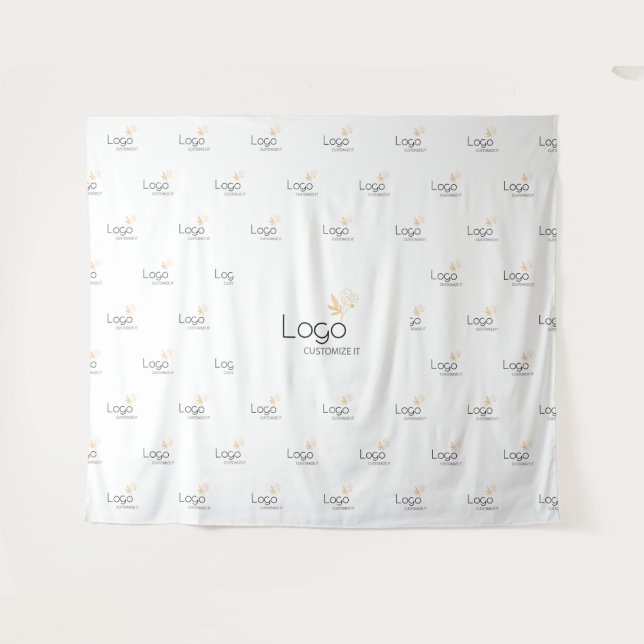 Tapiz White Custom Business Logo Step Repeat Backdrop (Anverso (horizontal))
