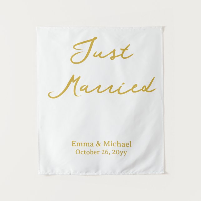 Tapiz White & Gold Wedding Banner Personalized Ceremony (Anverso)