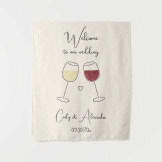 Tapiz White Red Wine Glass Wedding Welcome