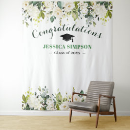Tapiz White Roses Greenery Floral Photo Grad Backdrop