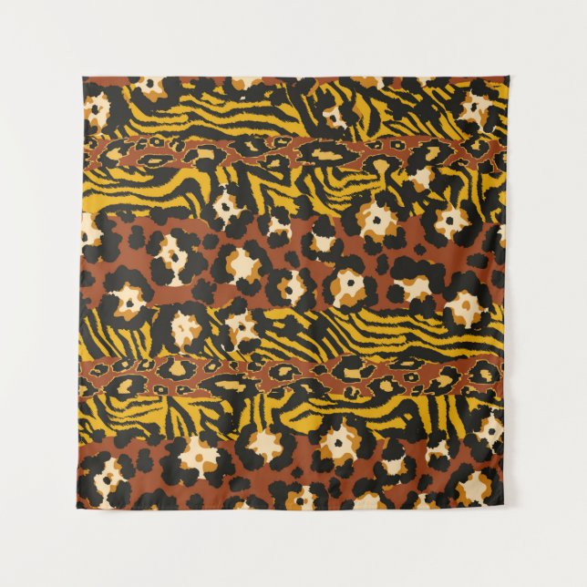 Tapiz Wild animal leopard and tiger skins patchwork abst (Anverso)