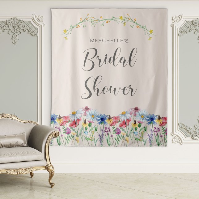 Tapiz Wildflower Charm Cottage Garden Bridal Shower (Subido por el creador)