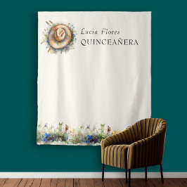 Tapiz Wildflower Cowgirl Western Quinceanera fondo