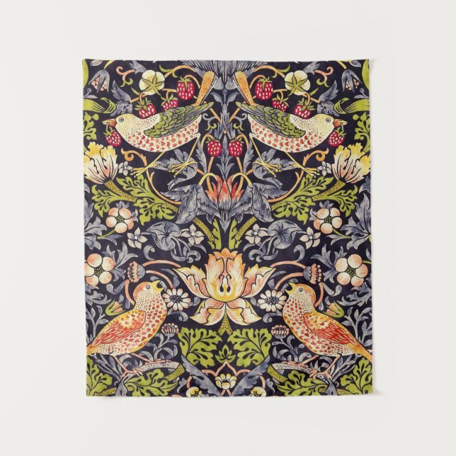 Tapiz William Morris Strawberry Thief Floral Art Nouveau (Anverso)