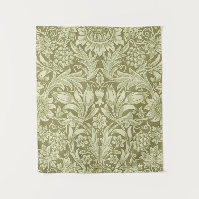 Tapiz William Morris Sunflower Green Flower (Anverso)