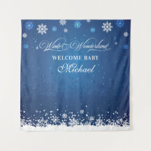 Tapiz Winter Baby Shower Welcome Baby banner backd