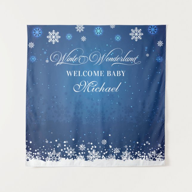Tapiz Winter Baby Shower Welcome Baby banner backd (Anverso)