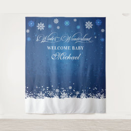 Tapiz Winter Baby Shower Welcome Baby banner backdrop