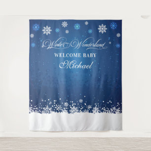 Tapiz Winter Baby Shower Welcome Baby banner backdrop