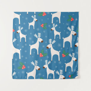 Tapiz Winter background with deers ( seamless pattern)an