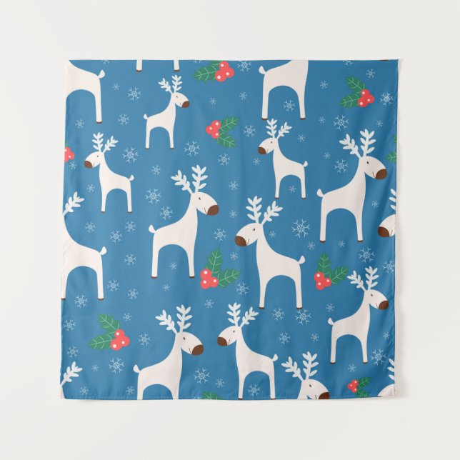 Tapiz Winter background with deers ( seamless pattern)an (Anverso)