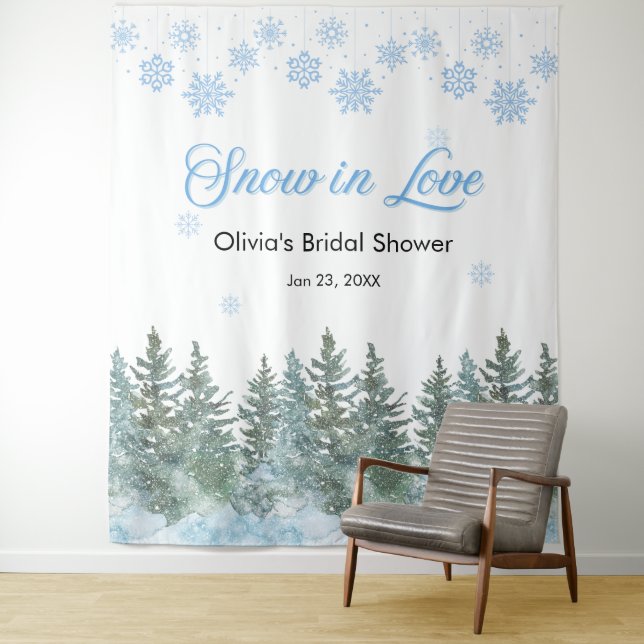 Tapiz Winter Snow in Love Snowflakes Bridal Shower  (In situ)