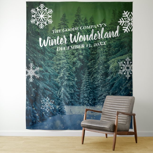 Tapiz Winter Wonderland Snowy Trees | Fondo fiesta (In situ)