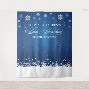 Tapiz Winter Wonderland wedding backdrop banner