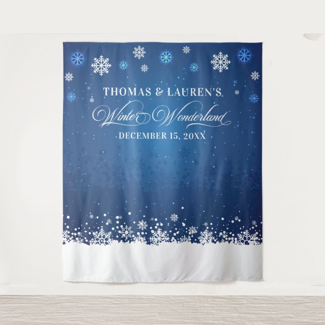 Tapiz Winter Wonderland wedding backdrop banner  (Anverso)